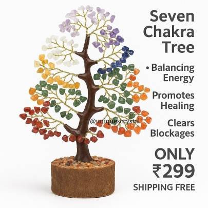Seven Chakra Tree of Life     Healing Crystal Gemstone Tree for Positive Energy  Home Decor   Meditation