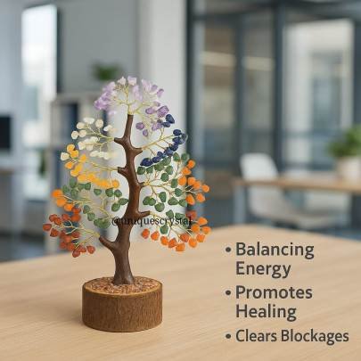 Seven Chakra Tree of Life     Healing Crystal Gemstone Tree for Positive Energy  Home Decor   Meditation